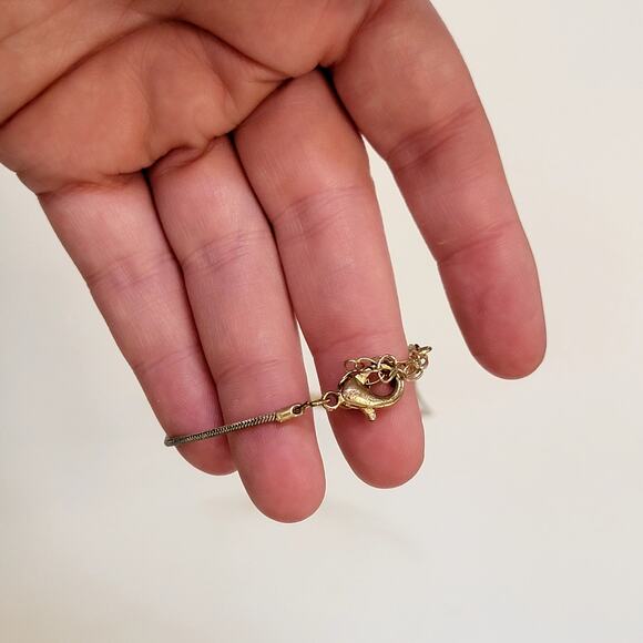 Minimalist Gold Bar Pendant Necklace Vintage Hammered Arc Collar Chain Jewelry - Picture 4 of 10